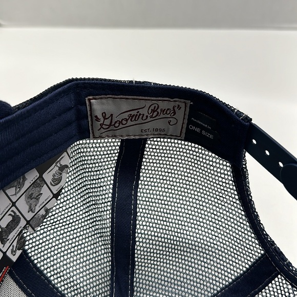 The Farm by Goorin Bros Trucker Hat Cap Stud Horse Cartoon Square Navy Blue New - Picture 5 of 8
